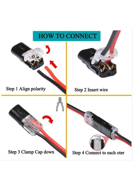 20pcs Çift telli eklenti konnektörü, Pluggable 2 pin 2 yollu LED tel konektörler, Kilitli toka hızlı tel konektörleri (Yurt Dışından)
