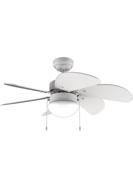 KCF280 60W 30 Inç Ahşap 6 Kanatlı Lambalı Avizeli Ipli Tavan