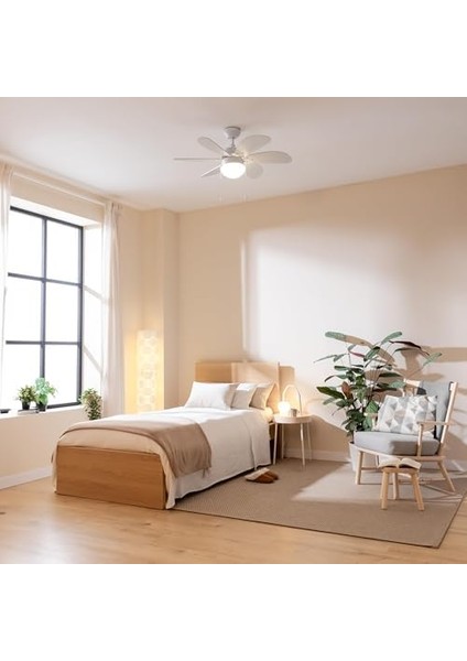 KCF280 60W 30 Inç Ahşap 6 Kanatlı Lambalı Avizeli Ipli Tavan modelleri