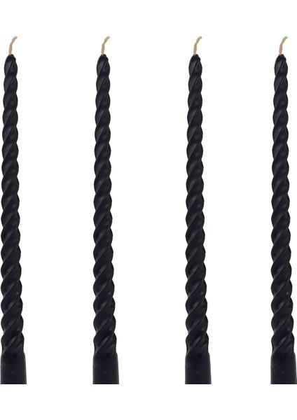 (4 Adet 27.5cm) Mum Konik Şamdan Mumu Petek Mum Dekoratif Kırılmaz Akmaz Mum Bal Mumu Beeswax Candle (Siyah)