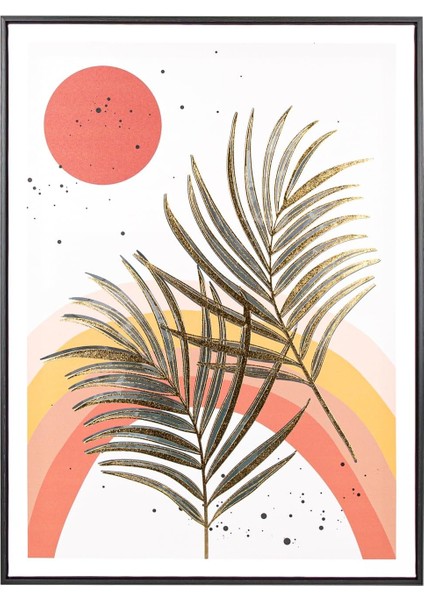 Siyah Ahşap Çerçeveli Kabartmalı Yaprağı Kanvas Tablo Bordo-Yeşil 60X3X80 Cm.