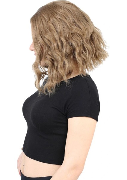 Fiber Sentetik Kısa Dalgalı Perçemsiz Peruk - Bebek Kumralı modelleri