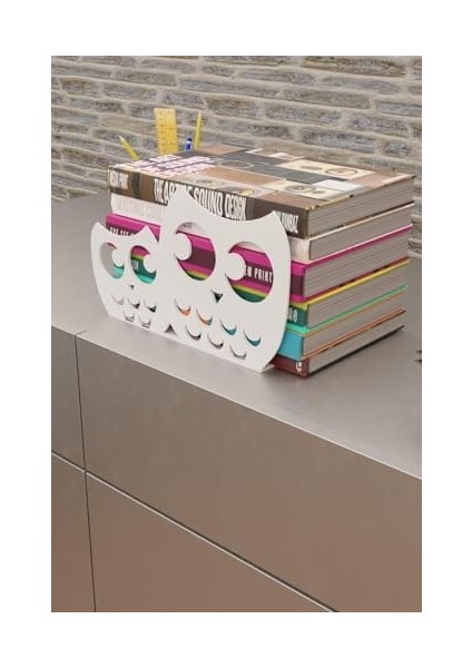 Dekoratif Beyaz Desenli Metal Kitap Tutucu Metal Kitap Desteği MK16B modelleri