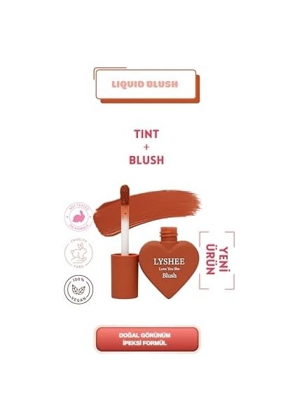 Lyshee Likit Allık - Doğal Işıltılı Bitiş - Mini Kalp Kutlu - Vegan Içerikli (Joy)