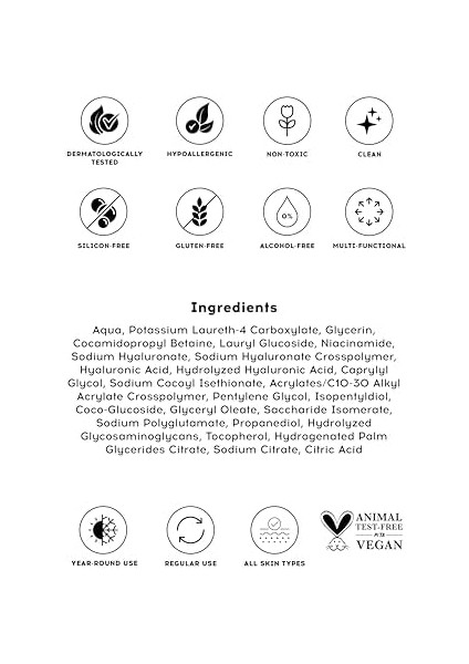 Cream Co. Leke Karşıtı Nemlendirici Yüz Temizleme Jeli Niacinamide Hyalüronik ASIT,100 Ml, Tüm Cilt Tipleri