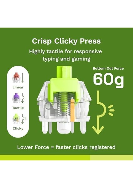 36 Adet Raptor Mekanik Klavye Anahtarları (Clicky) - Gmmk 3 Klavyeler ve Gmmk Numpad'lerle Uyumlu, Net Geçiş, Maksimum Rgb Için Şeffaf Tasarım, 55 G Etkinleşme, 5 Ayaklı - Gresli fiyatları