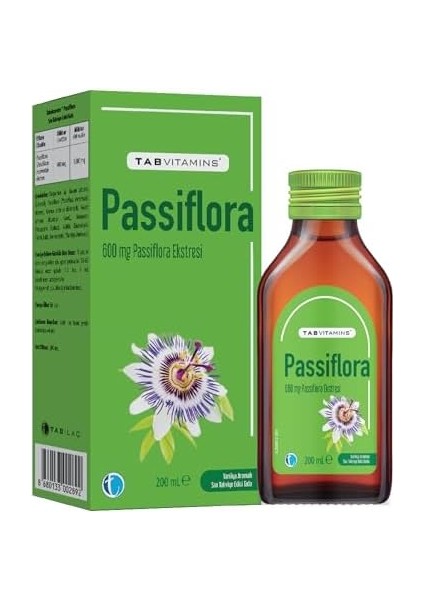 Tabvitamins Passiflora Likit 200 ml Pasiflora Şurup 600 Mg fiyatları