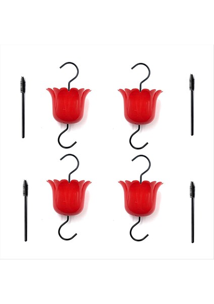 4 Pack Büyük Kapasiteli Su Besleyicisi Asma Hank ve Temizleme Fırçası (Kırmızı) (Yurt Dışından)