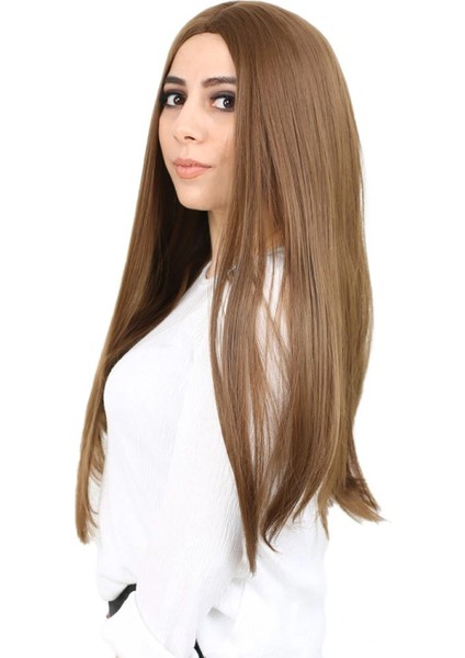 Fiber Sentetik Uzun Düz Peruk - Kumral modelleri