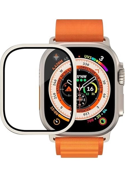 Ultra ile Uyumlu 49MM Için Titanyum Metal Kenarlıklı Ekranı ve Çevresini Tamamen Kapatan 9h Sertliğinde Premium Ekran Koruyucu (49MM) fiyatları