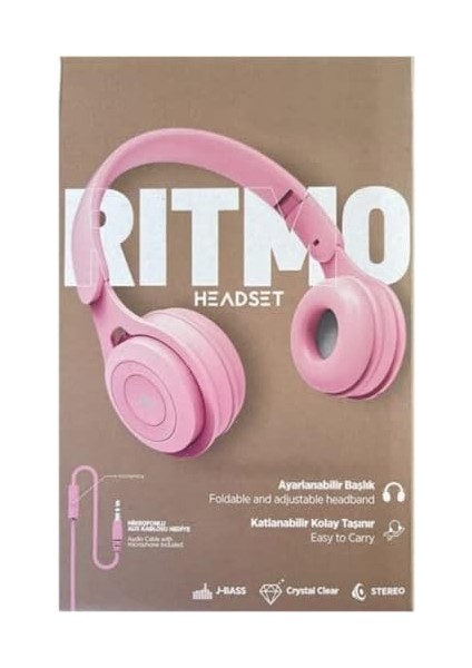 Ritmo Kulak Üstü Kablolu Kulaklık Katlanabilir Js-80 (Pembe) fiyatları