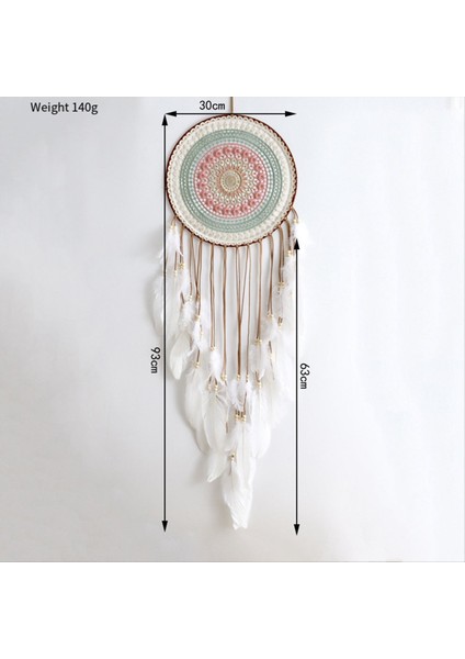 Dokuma Yuvarlak Dream Catcher Yatak Odası Asılı Dekorasyon için Tüy Püsküllü Ev Dekoru için Sevimli Kolye, A (Yurt Dışından)