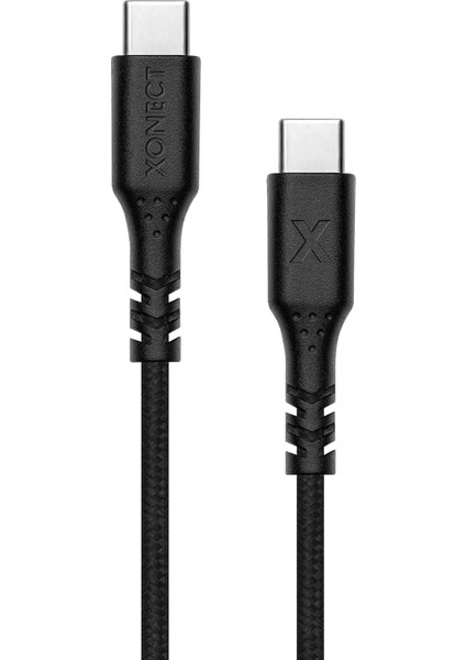 Type-C To Type-C ile Uyumlu ve ile Uyumlu Hızlı Şarj ve Kablosu 200 cm Hasır Örgülü (Siyah)