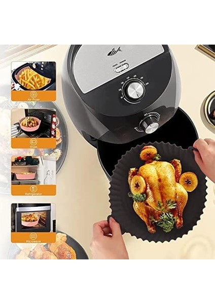 Airfryer Silikon Pişirme Kabı, Yuvarlak Hava Fritözü Aksesuarı, Tüm Airfryerlara Uyumlu Yıkanabilir Leke Tutmaz Esnek Kızartma Tepsisi… ( ) fiyatları
