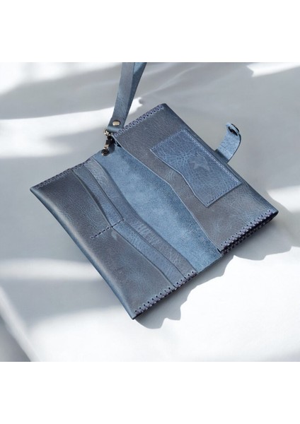 Uzun Cüzdan Bilek Askılı Gerçek Deri El Yapımı Telefon Çantası