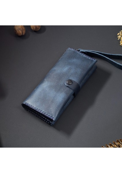 Uzun Cüzdan Bilek Askılı Gerçek Deri El Yapımı Telefon Çantası