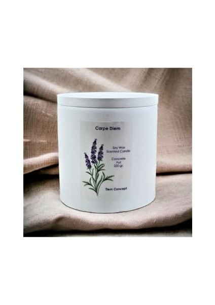 Concept Dekoratif Lavanta Kokulu Beyaz Renkli Saksılı ve Kapaklı Soya Mum modelleri