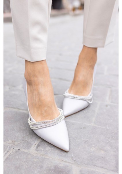 Reto Kadın Gumus Saten Taş Detay Topuklu Ayakkabi fırsatları