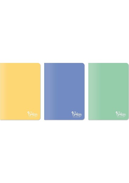 A5 60 Yaprak Çizgili Defter 3'lü Paket, Mor, Yeşil, Sarı