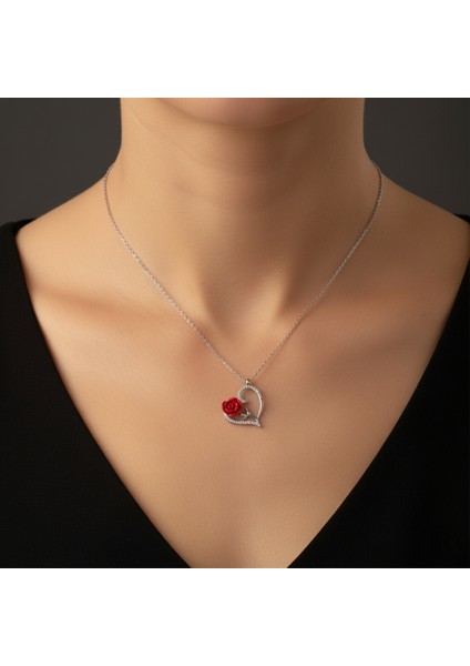 - 925 Ayar Gümüş Kalbimin Gülü Altın Kaplama sarı kolye fiyatları