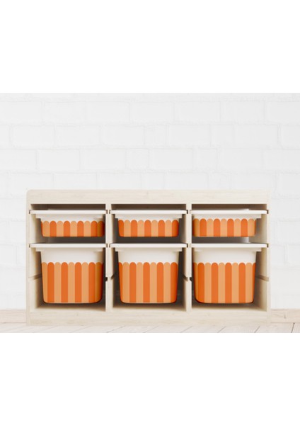 Trofast Turuncu Dalgalı Sticker - Çocuk Odası Oyuncak Düzenleme Etiketi - Dayanıklı Folyo