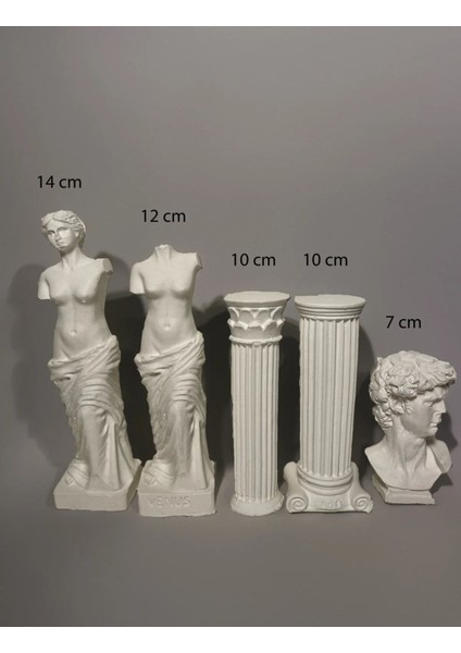 Hediyelik Antik Heykel Seti - Antik Büst ve Sütun Dekoratif Set – 5 Parçalı Beyaz Beton Dekorasyon fiyatları