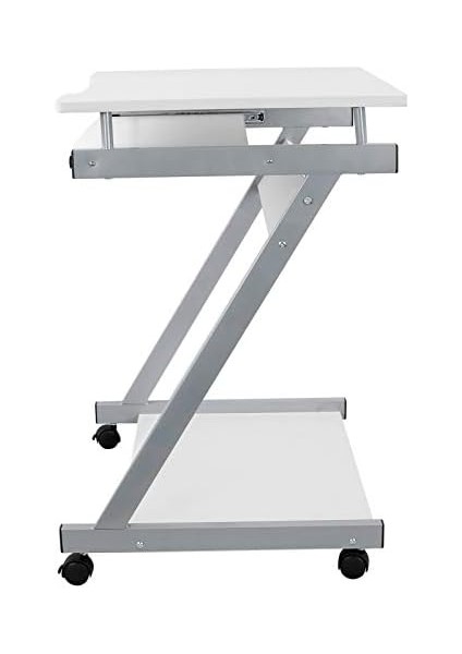 Çalışma Masası, 4 Tekerlekli Bilgisayar Masası, Pc Masası, Pürüzsüz Klavye Uzatma, Montaj, Yerden Tasarruf Sağlayan Z-Şekilli Pc Masası, Beyaz, LCD811W, 60 x 48 x 73 cm fiyatları