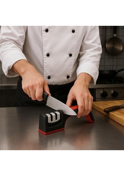 3 Aşamalı Bıçak Bileme Aparatı – Ergonomik Kaymaz Saplı, Paslanmaz Çelik Slotlu, Mutfak Bıçakları Için Hızlı ve Güvenli Bileyici modelleri