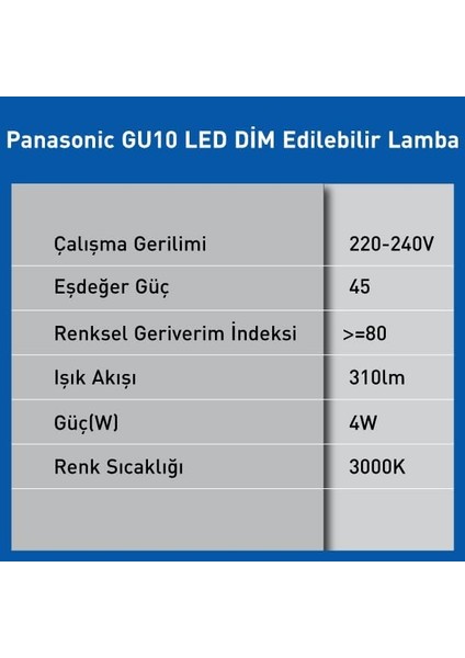 GU10 LED Dim Lamba 4W 310LM 3000K fiyatları