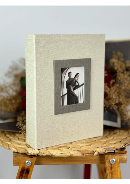 10X15CM 200 Fotoğraf Kapasiteli Lüks Çerçeveli Koton Fotoğraf Albümü 46200-K