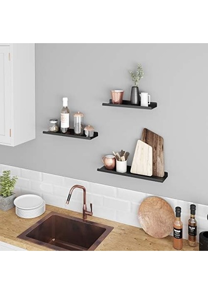 Metal Duvar Rafları, 3'lü Set, Yüzer Raflar, Endüstriyel Tasarım, Duvar Panoları, Dekorasyon Için, Resim Çerçeveleri, Rafları Takmak Için 6 Vidalı, Farklı Düzenler, Siyah LFS12BK fiyatları