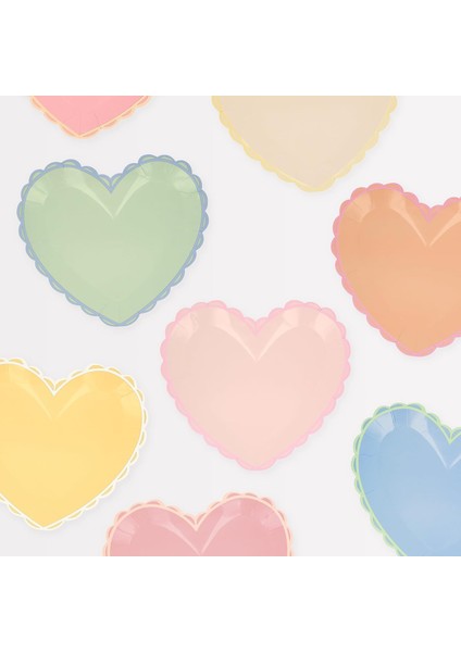 - Pastel Renk Kalp Tabaklar (8'li)