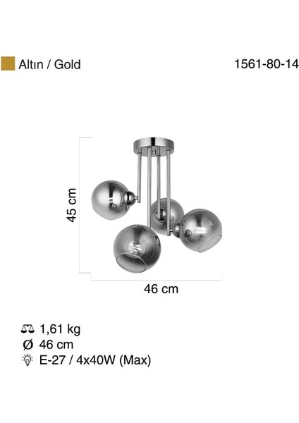 Bera 4 Lü Altın Plafonyer 4XE27 modelleri