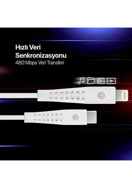 Usb-C - 3A Şarj Kablosu 120CM-BEYAZ fiyatları