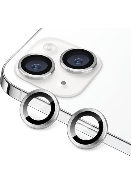15 ve 15 Kamera Camı Lens Halka Set - Gümüş modelleri