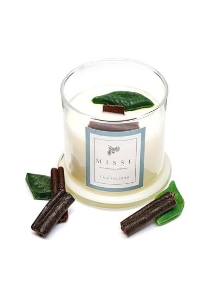 Cam Ahşap Fitilli Chai Tea Vegan Mum (140 Gr) modelleri