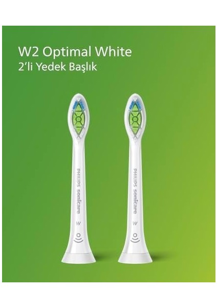 Philips Sonicare Optimal White Yedek Diş Fırçası Başlığı, 7 Kat Daha Fazla Plak Temizliği, Orta Yumuşak Fırça Başlığı, 2’li Paket, Beyaz, HX6062/87