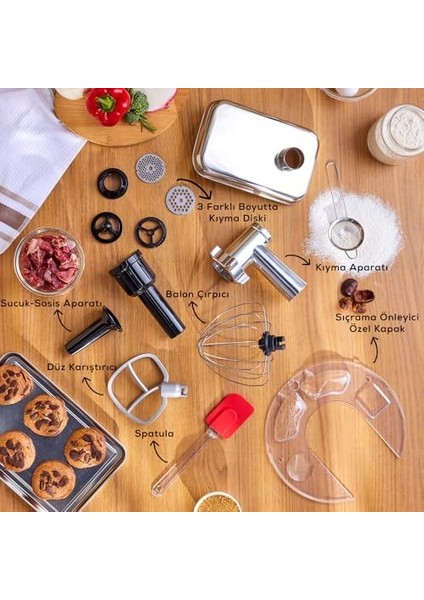 Multichef Ultra 2000W 7 Litre Mikser Mutfak Şefi Anthracite (Kıyma Çekme/sucuk-Sosis/içli Köfte Aparatlı) modelleri