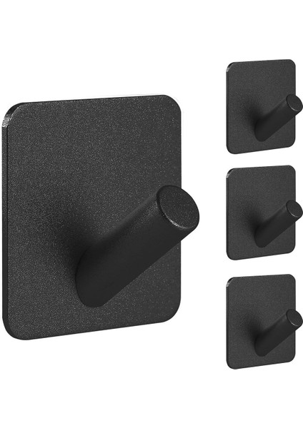 Ağır hizmet tipi yapışkan kancalar, kendi yapışkan kancalar, ev okulları ve ofisler için kare eğik kancalar (4pcs) Siyah (Yurt Dışından)