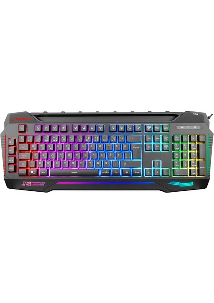 Rampage KB-R63 Stage Siyah 4 Makro Fonksiyon Sese Duyarlı Işıklı Rgb Q USB Oyuncu Klavyesi