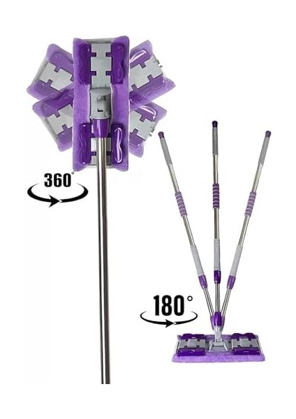 Sihirli Yer Mopu Duvar Yüzey Temizlik Mikrofiber Mandallı Mop, Teleskopik Saplı Istediğin Bezi Tak Kullan +1 Yedek Bezli modelleri