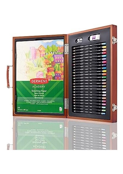 Academy Ahşap Kutuda Hediye Seti, 27 Parçalı Sanatçı Seti, Renkli, Pastel Tebeşirler ve Aksesuarlar, Çizim, Eskiz ve El Işi Için Ideal, Hobi Sanatçıları Için, 305950 modelleri