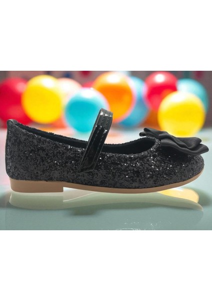 Kız Çocuk Elsalı & Kuromili Parlak Pullu Fiyonklu Babet Ayakkabı modelleri