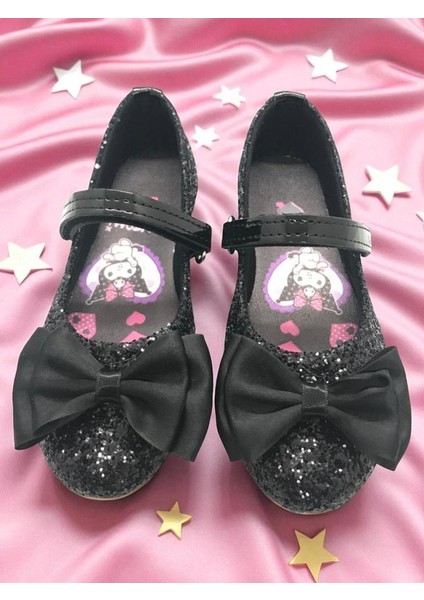 Kız Çocuk Elsalı & Kuromili Parlak Pullu Fiyonklu Babet Ayakkabı fırsatları