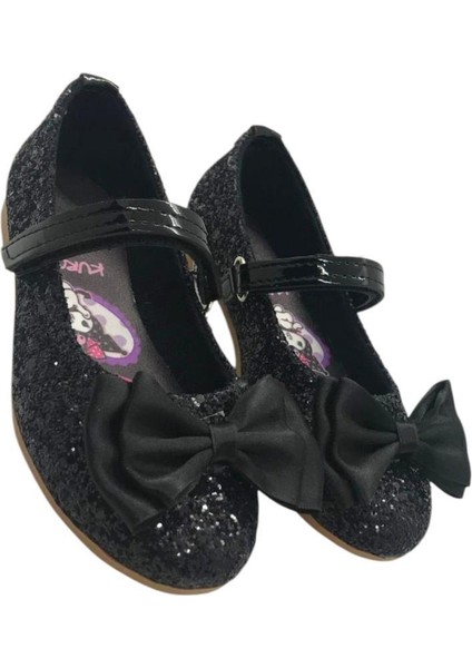 Kız Çocuk Elsalı & Kuromili Parlak Pullu Fiyonklu Babet Ayakkabı indirimleri