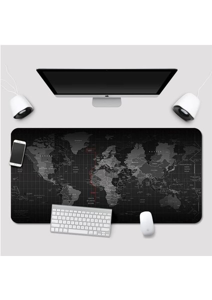 Büyük Boy 90X40 Xxl Dünya Desenli Mouse Pad Kauçuk Kaymaz Alt Taban, Yumuşak Kumaş Oyuncu Mousepad, Bilgisayar ve Dizüstü, Uyumlu modelleri