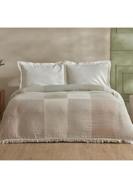 CUBE%100 Pamuk Çift Kişilik Müslin Pike Bej