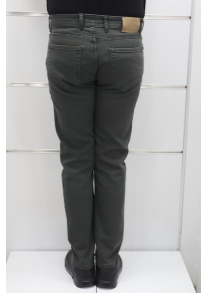 Fistan Store Erkek Haki Yeşil Normal Bel Rahat Kesim Dar Paça Jean Pantolon fırsatları