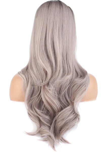 Doğal Dalgalı Perçemli Fiber Sentetik Uzun Boy Peruk - Koyu Kumral / Açık Rus Kumralı Ombre ve Röfleli indirimleri