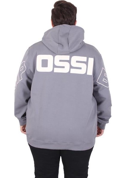 Büyük Beden Kapüşonlu Fermuarlı Sweat Double Face Ossi 25705 Fume fiyatları